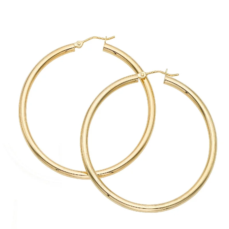 Ladies dazzling shimmer earrings -14K Yellow Gold Hoop Earring T528