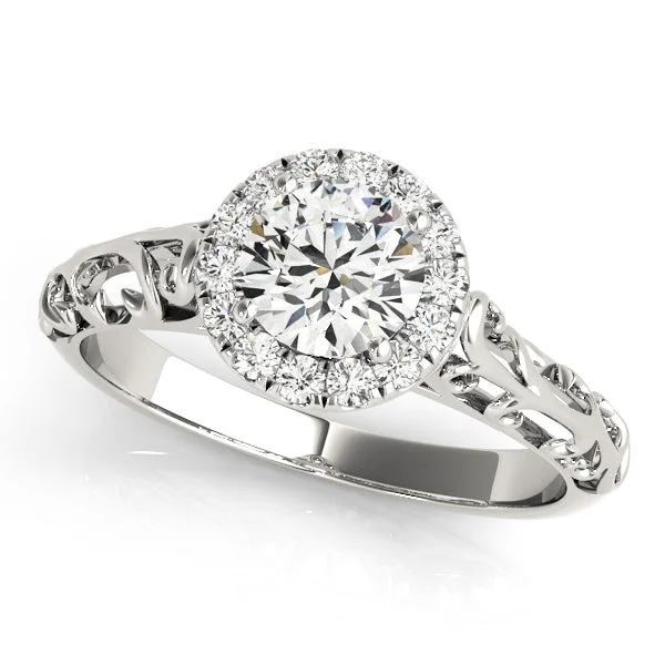 Ladies spring unity wedding rings -Halo Diamond Engagement Ring