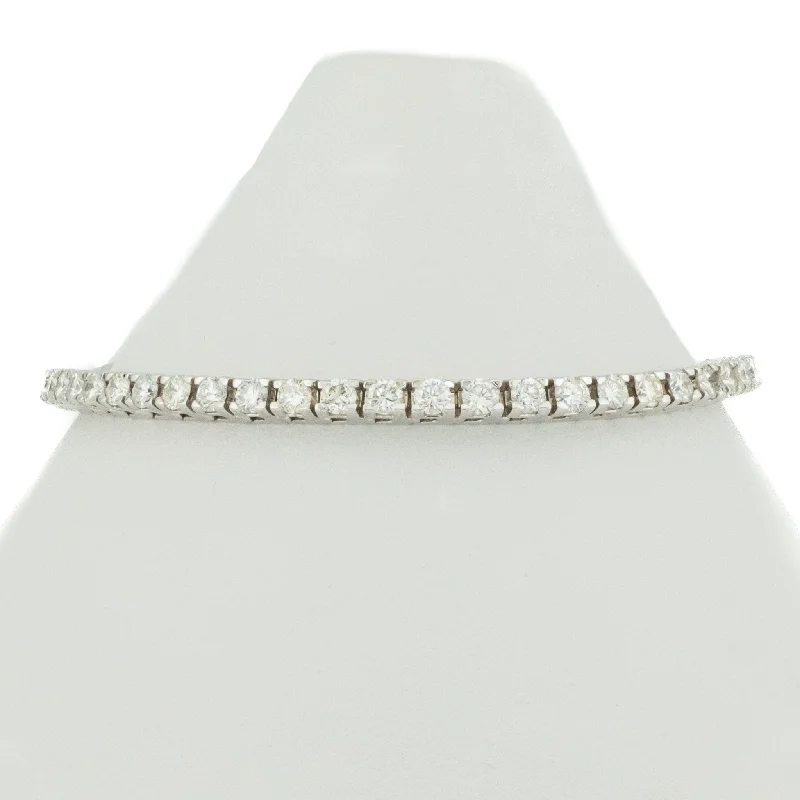 minimalist silver bracelets for women -4.00ctw Round Diamond 7" Tennis Bracelet in 14K White Gold