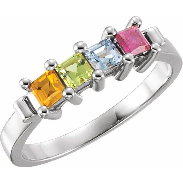 Ladies eternal infinity rings -Square Stone Mother's Family Birthstone Ring