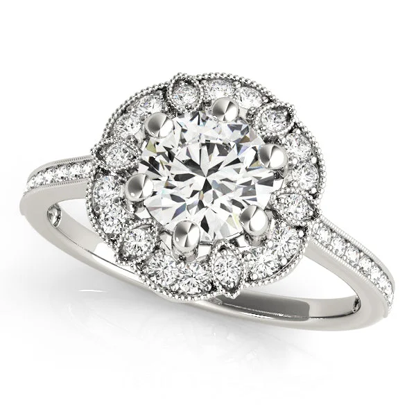 Ladies eye-catching bold wedding rings -Halo Diamond Engagement Ring