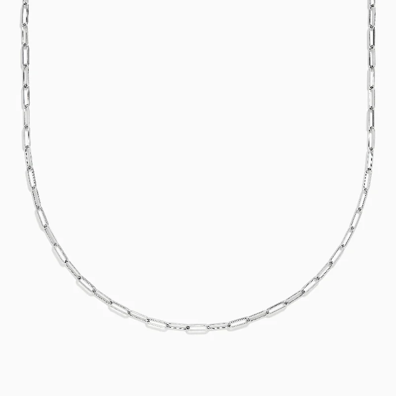 Ladies Necklaces for Aunt Glow-14K White Gold 18" 2.5mm Paperclip Necklace