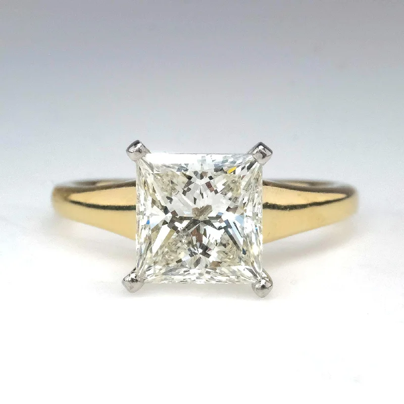 Ladies maternal bond wedding rings -GIA 2.02ct Princess Cut Diamond Solitaire Engagement Ring in 14K Yellow Gold