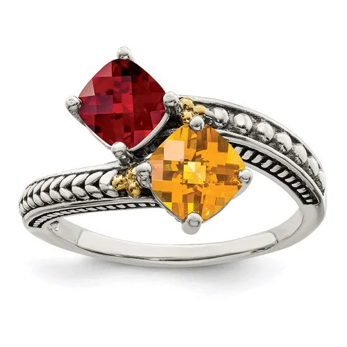 Ladies perfect balance rings -Sterling Silver & 14k Cushion Cut Family Mother's Birthstone Ring