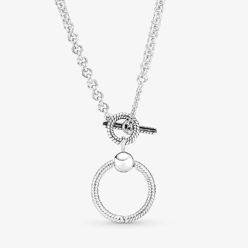 Ladies Necklaces with Beaded Shine-PANDORA : Pandora Moments O Pendant T-bar Necklace