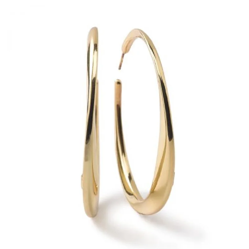 Ladies playful shine earrings -Ippolita 18k Yellow Gold Large Twisted Hoop Earrings