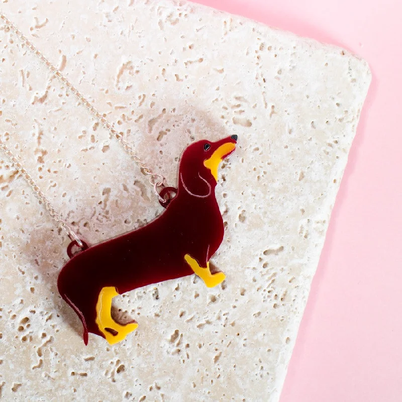 Ladies Necklaces with Feather Shine-Dachshund Necklace