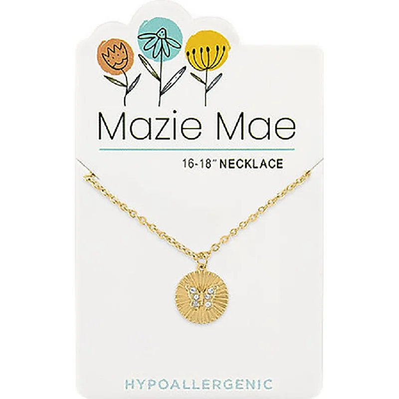 Ladies Necklaces with Navy Sodalite-Center Court: Gold White Opal Cubic Zirconia Flower Mazie Mae Necklace