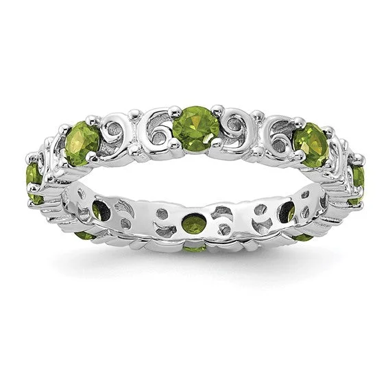 Ladies unique crafted rings -Sterling Silver Stackable Expressions Peridot Filigree Ring