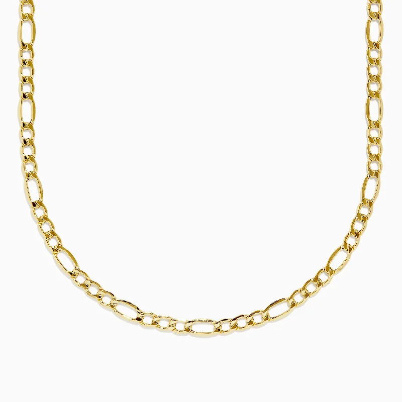 Ladies Necklaces with White Colemanite-14K Yellow Gold 20" Figaro Necklace