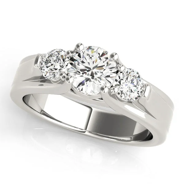 Ladies beach wave wedding rings -Three Stone Diamond Engagement Ring