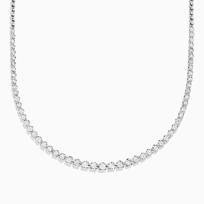 Ladies Necklaces with Lock Spark-925 Sterling Silver 16" Graduated Diamond Necklace