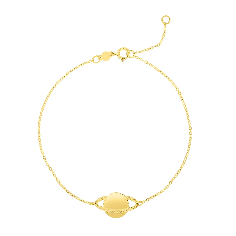 simple bracelets for women matte finish -14K Gold Saturn Bracelet