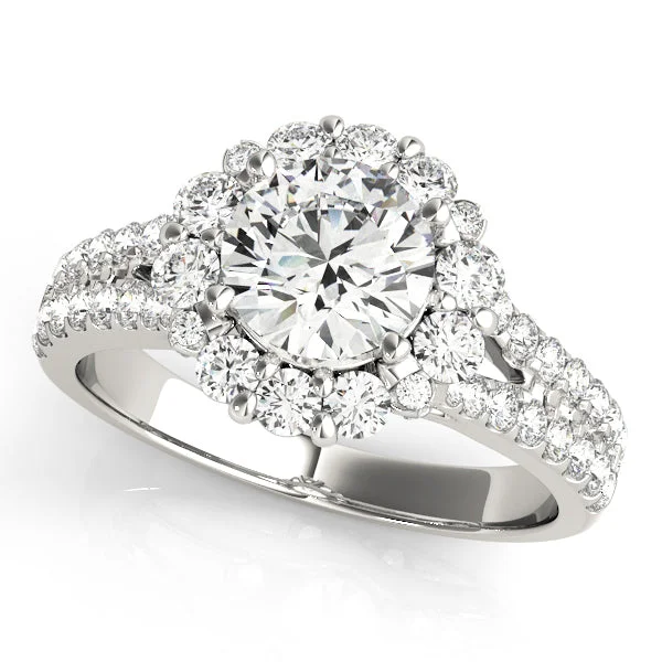 Ladies baroque splendor wedding rings -Halo Diamond Engagement Ring