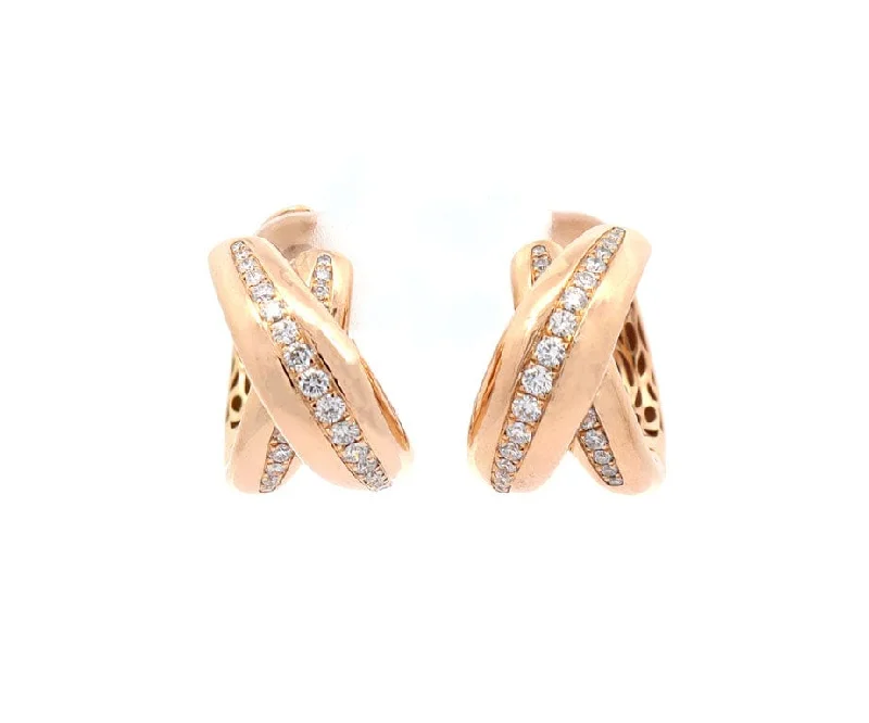 Ladies ocean swirl earrings -Giorgio Visconti 0.30ctw Diamond Crossover Hoop Earrings in 18K