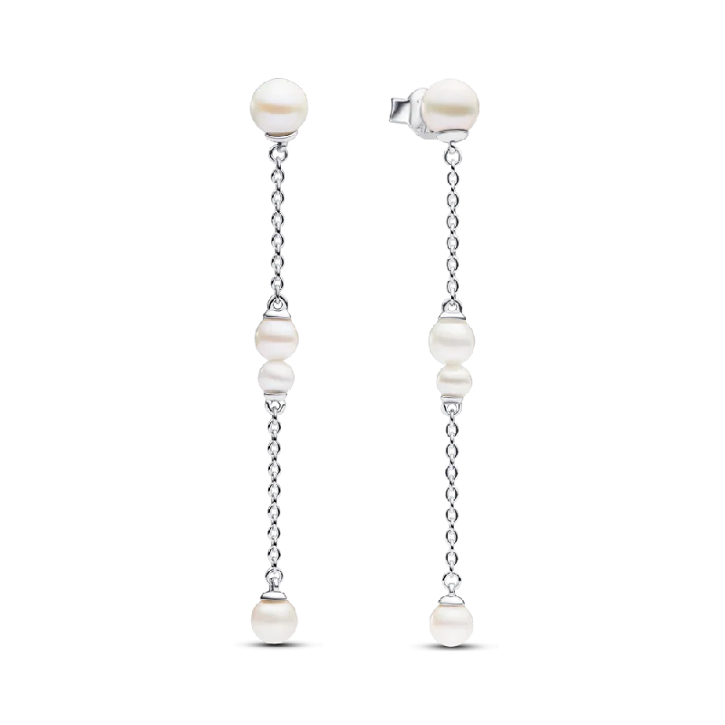 Ladies twisted knot earrings -Treated Freshwater Cultured Pearl Drop Earrings