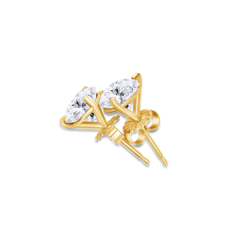 Ladies club vibe earrings -14K Yellow Gold Round Three Prong Martini Diamond Earrings