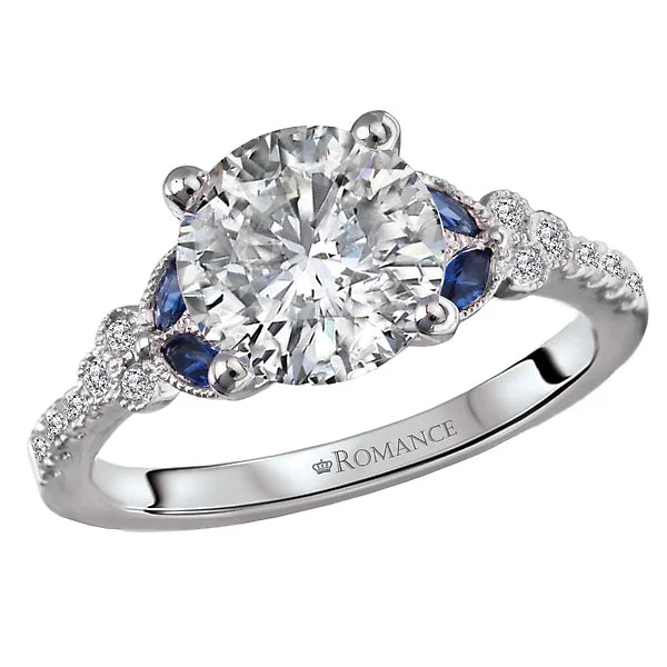 Ladies team spirit wedding rings -Sapphire and Diamond Semi-Mount Engagement Ring