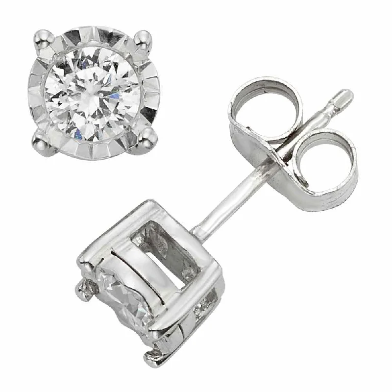 Ladies jet black earrings -Miracle Studs 14kt White Gold Diamond Solitaire Earrings 0.75cttw EROO984-W4WMP-IN