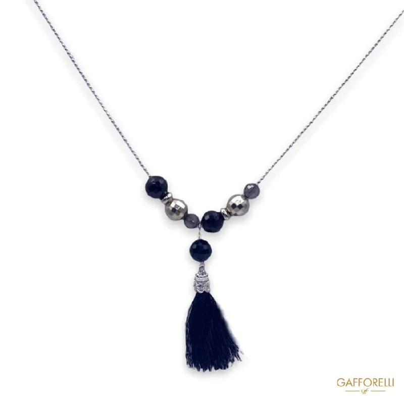 Ladies Necklaces for Office Shine-Necklace with Beads and Black Tassel C284 - Gafforelli Srl