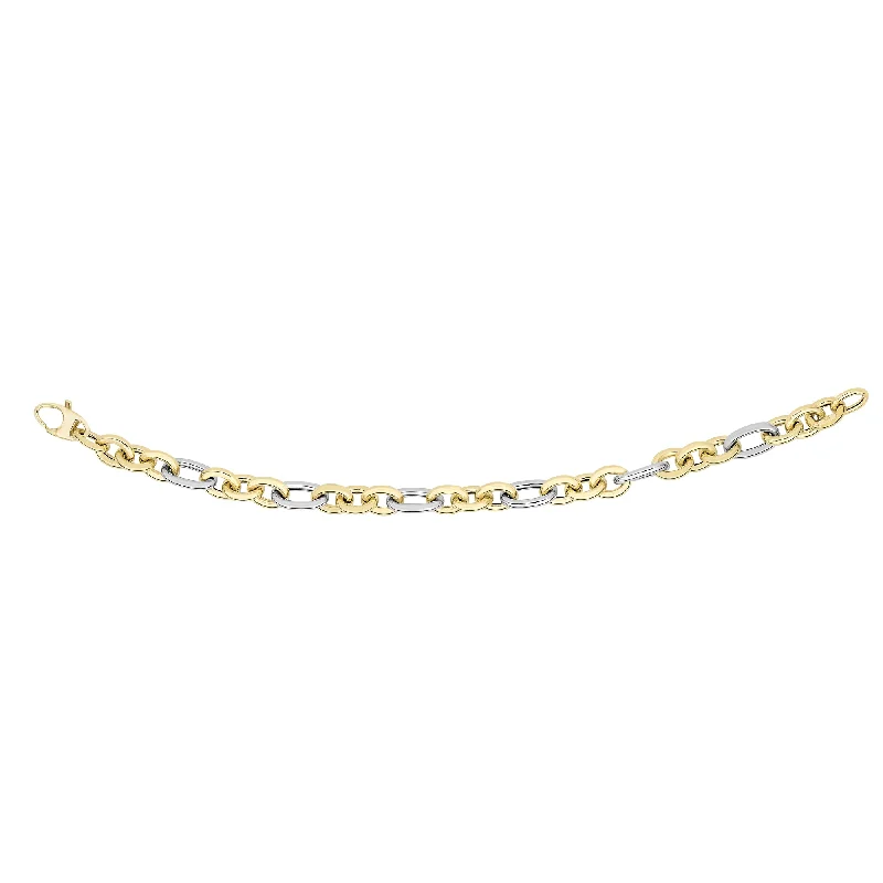 animal motif bracelets for women -14K Gold Alternating Three Plus One Heritage Link Bracelet