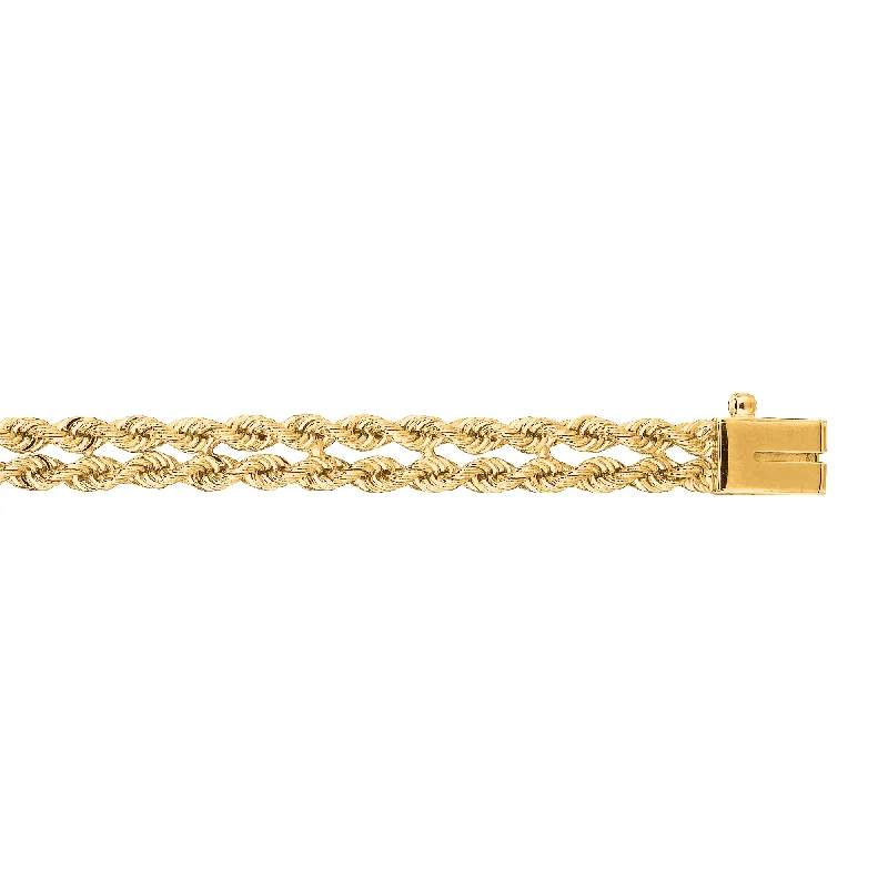 ladies tennis bracelets with diamonds -14K Gold 4.8mm Multi-Row Rope Chain Bracelet