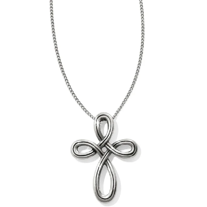 Ladies Necklaces with Pink Petalite-Brighton : Interlok Petite Cross Necklace