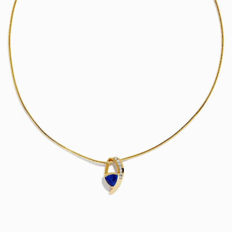 Ladies Necklaces for Office Shine-Nahla Siri 14K Yellow Gold Tanzanite and Diamond Necklace