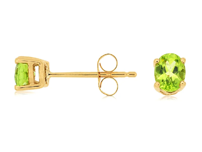 Ladies antique treasure earrings -14k Yellow Gold Oval Peridot Stud Earrings E3342X-PE