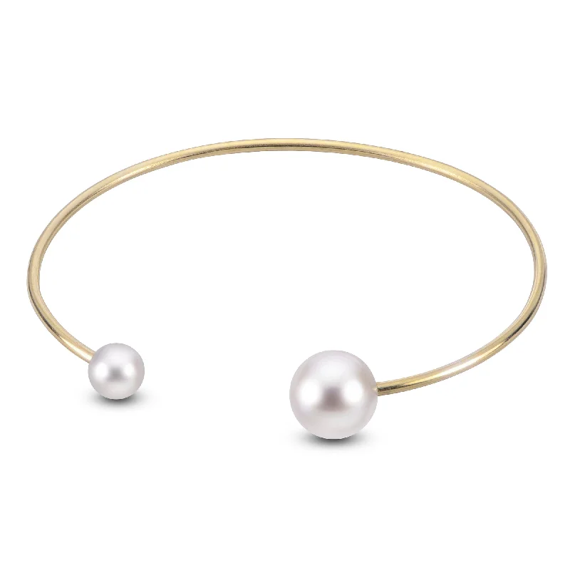 ladies bracelets diamond clusters -14KT Yellow Gold Freshwater Pearl Bracelet