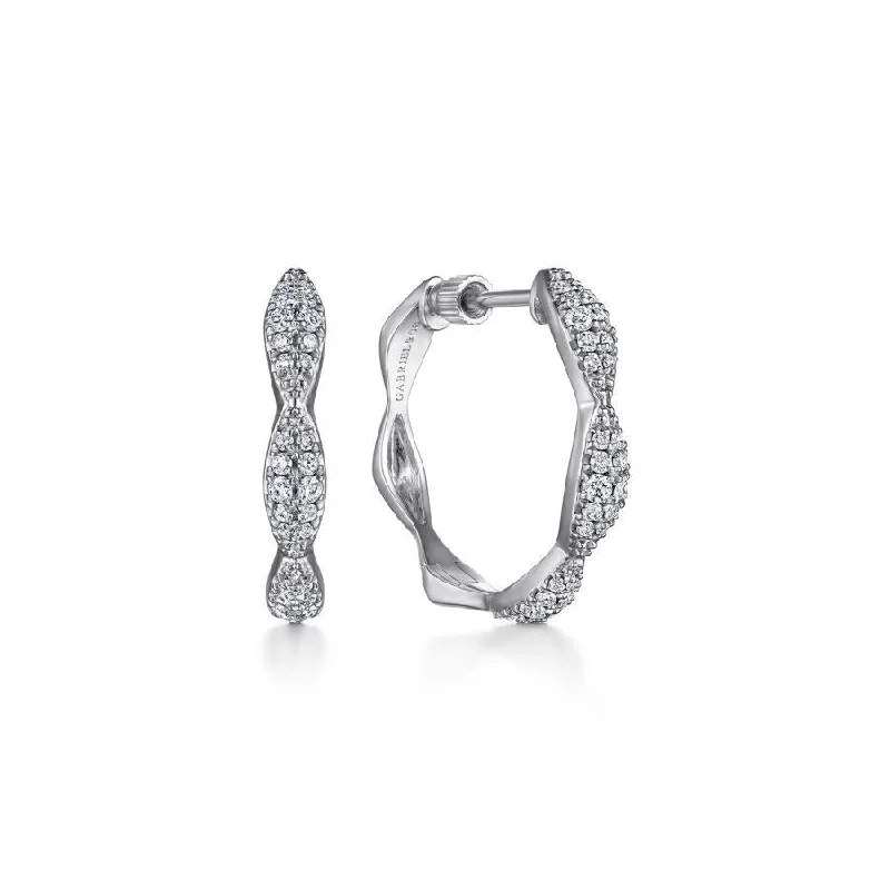 Ladies slender thread earrings -Gabriel & Co. - EG14213W45JJ - 14K White Gold 20MM Classic Diamond Hoop Earrings