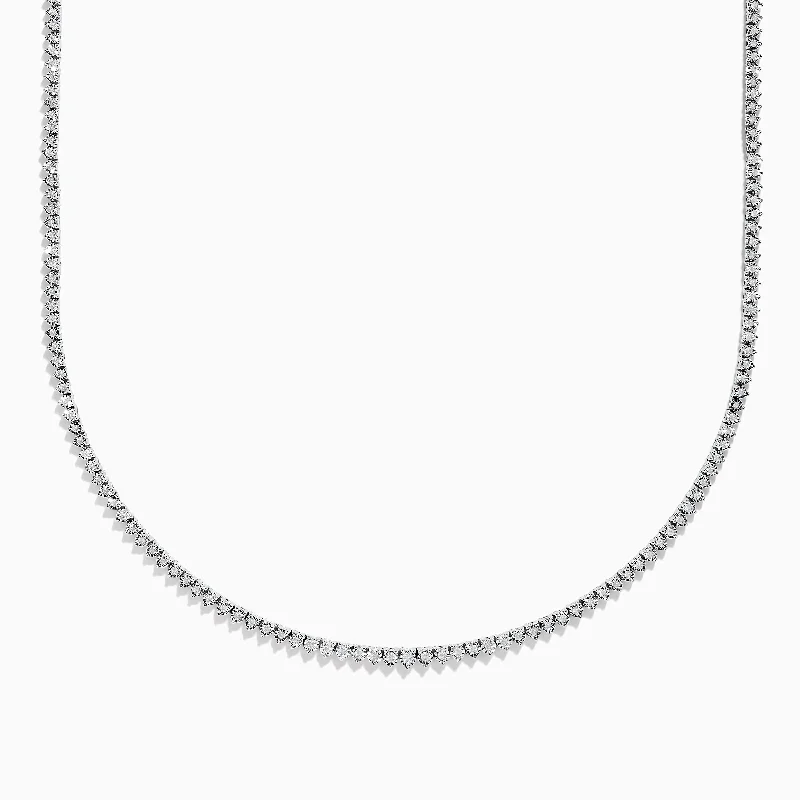 Ladies Necklaces for Grandma Shine-Pave Classica 14K White Gold Diamond Tennis Necklace 0.97 TCW