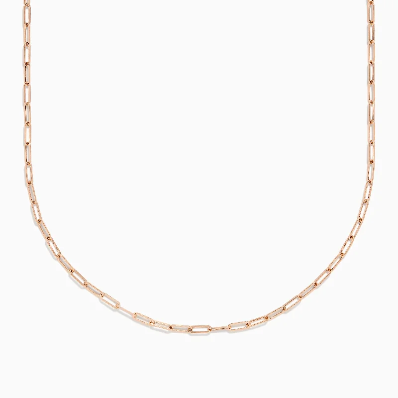 Ladies Necklaces for Night Spark-14K Rose Gold 18" 2.5mm Paperclip Necklace