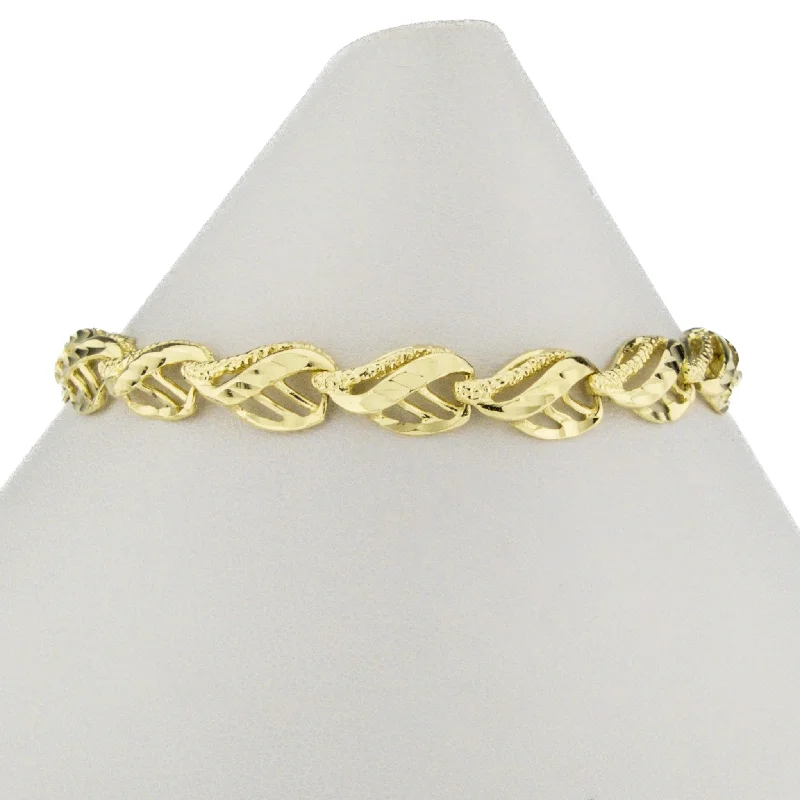 gold spiral bracelets for women -8mm Wide Gold Fashion Bracelet 7.5" in 14K Yellow Gold