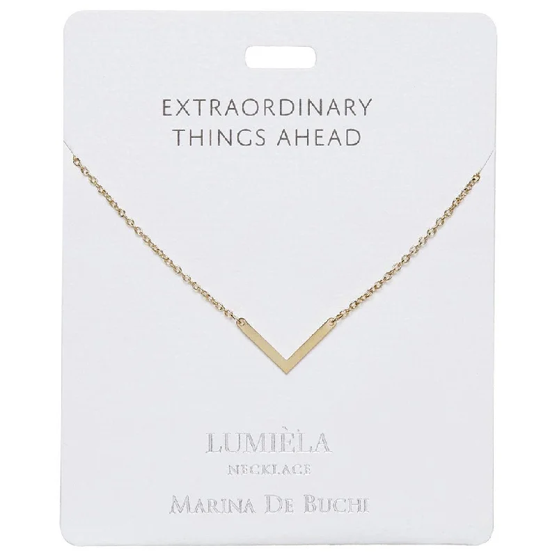 Ladies Necklaces with Globe Glow-Lumiela Necklace: "extraordinary things ahead" - V bar