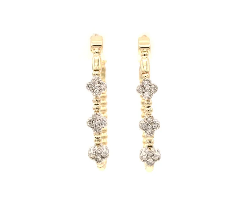 Ladies dazzling shimmer earrings -New 0.30ctw Diamond Station Hoop Earrings in 14K