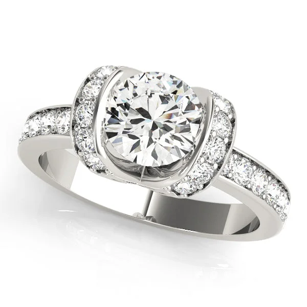 Ladies matching couple wedding rings -Single Row Diamond Engagement Ring