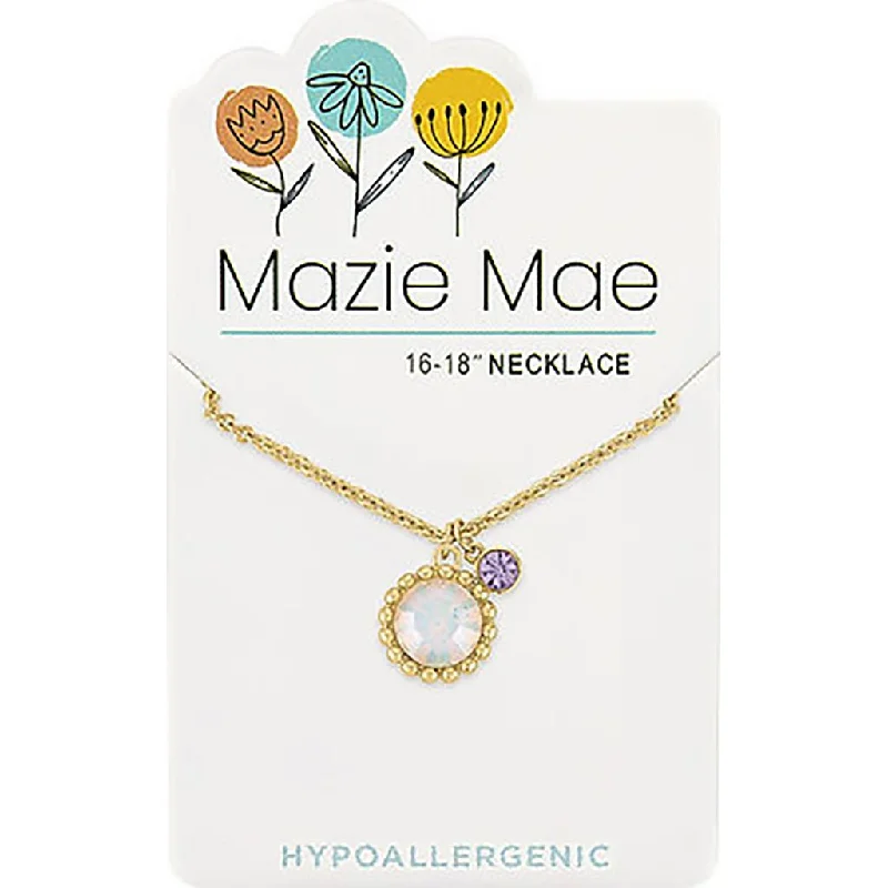 Ladies Necklaces with Purple Charoite-Center Court: Gold Beaded White Opal and Mini Tanzanite Mazie Mae Necklace