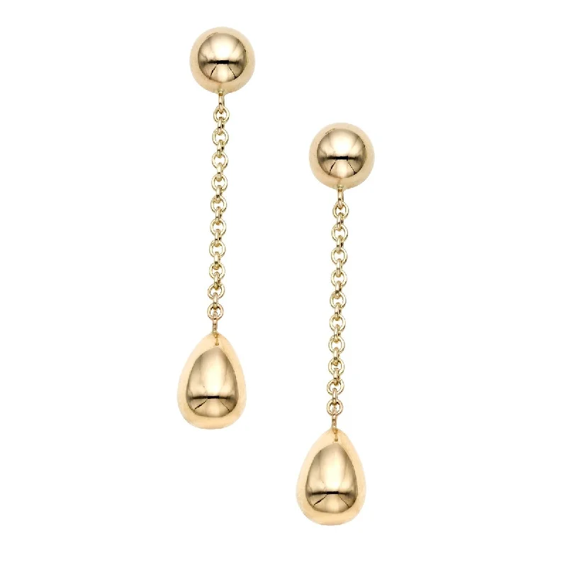 Ladies holiday cheer earrings -14K yellow Gold Trinity Bead Drop Earrings ER10786