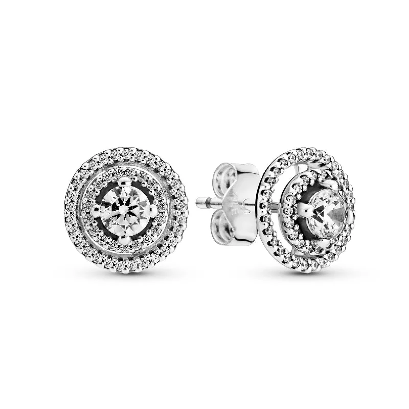 Ladies natural essence earrings -Sparkling Double Halo Stud Earrings 299411C01