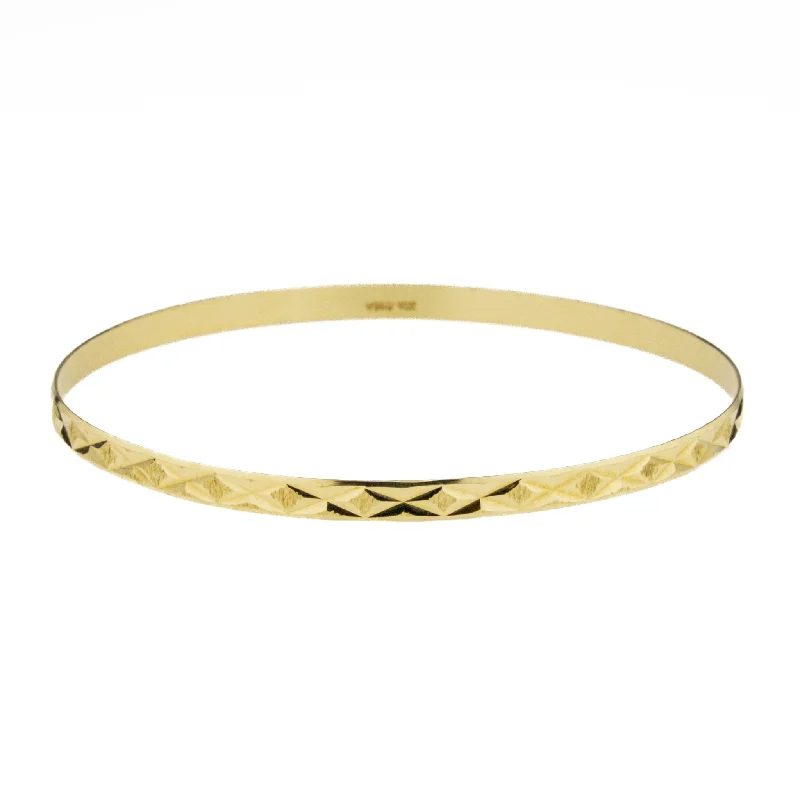 minimalist hoop bracelets for women -4mm Fashion Bangle 8.5" Bracelet in 14K Yellow Gold