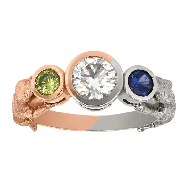 Ladies crisp geometric wedding rings -Wolf and Otter Spirit Animal Engagement Ring