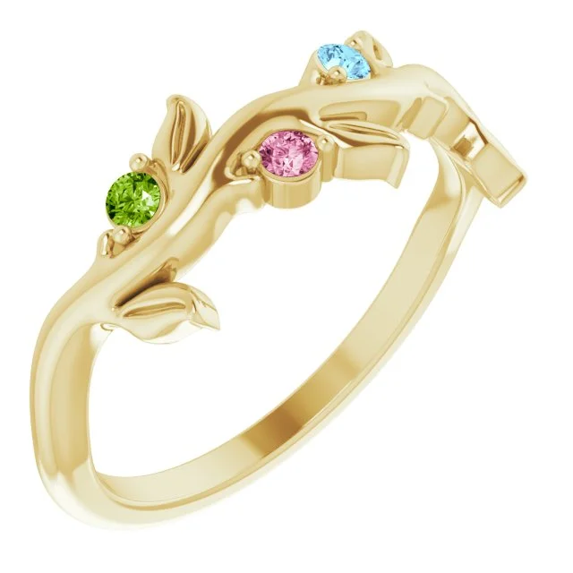 Ladies dazzling shimmer rings -Mother's Family Birthstone Floral Branch Ring