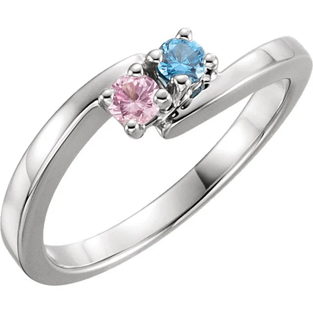 Ladies deco elegance rings -ByPass Style Mother's Family Birthstone Ring