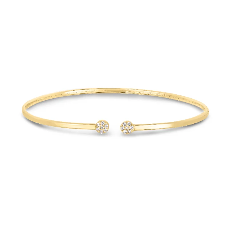 minimalist line bracelets for women -14K Gold Diamond Cluster Cuff Bangle