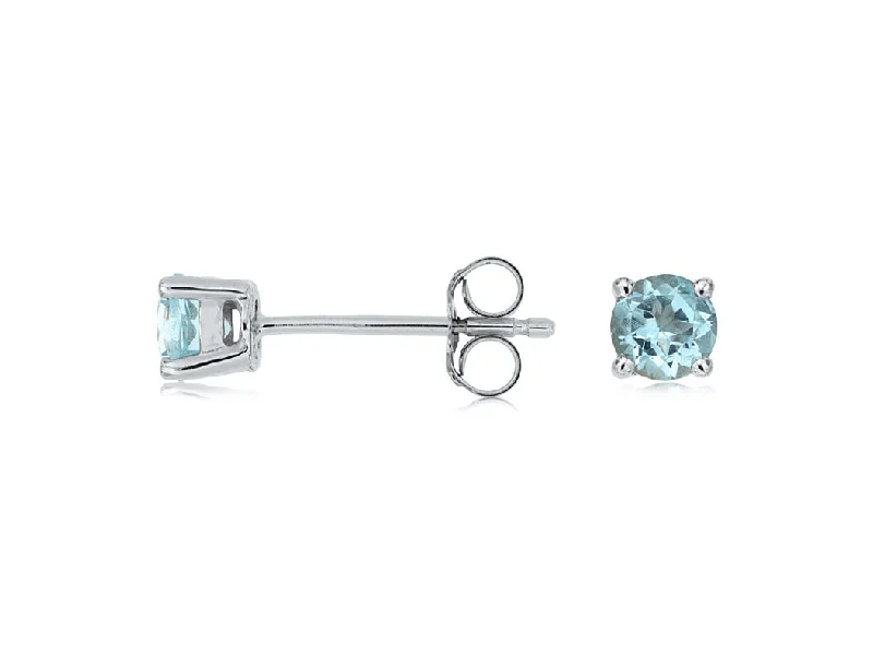 Ladies royal purple earrings -14k White Gold Aquamarine Stud Earrings WE3873Q-AQ