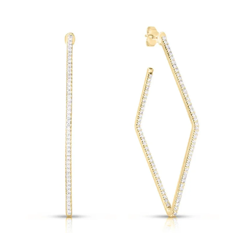 Ladies orbit glow earrings -Roberto Coin Classic Diamond Square Hoop Earrings