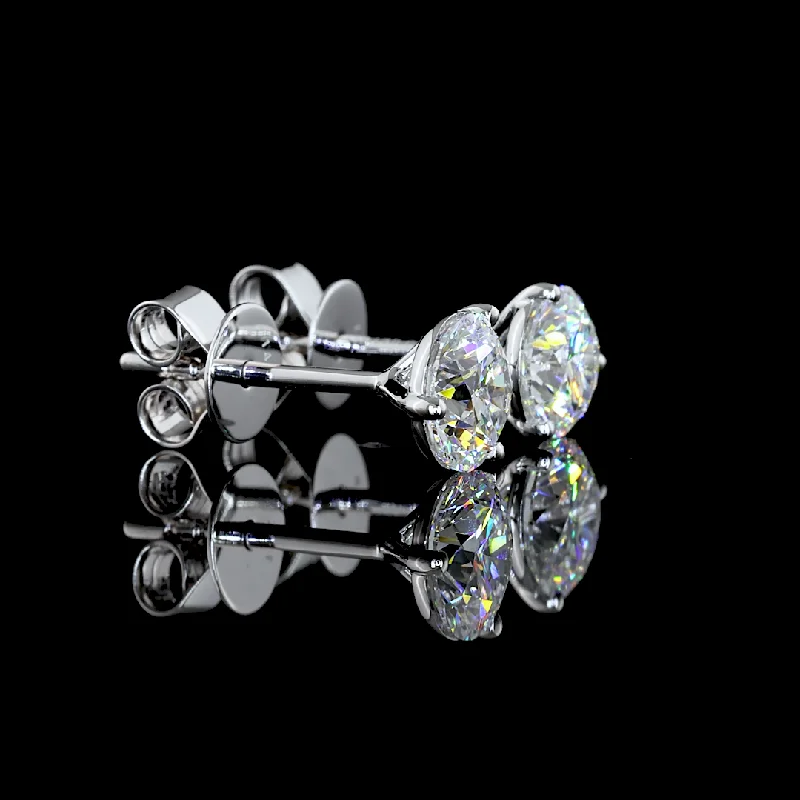 Ladies compass spark earrings -14K White Gold Lab Grown Round Diamond Martini Earrings ER2202