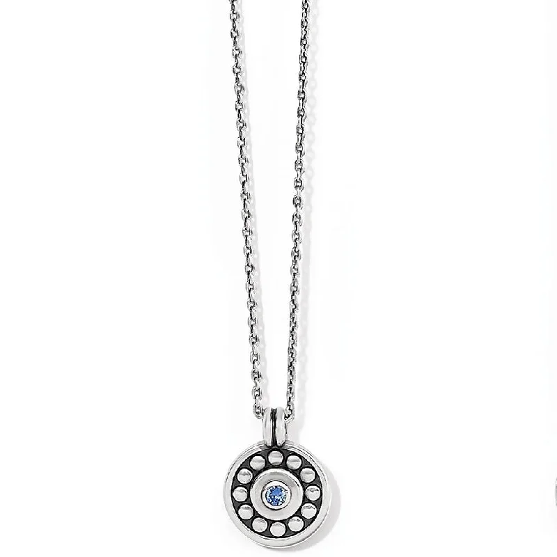 Ladies Necklaces Budget Shine-Brighton : Pebble Dot Medali Petite Reversible Necklace in Sapphire (September)