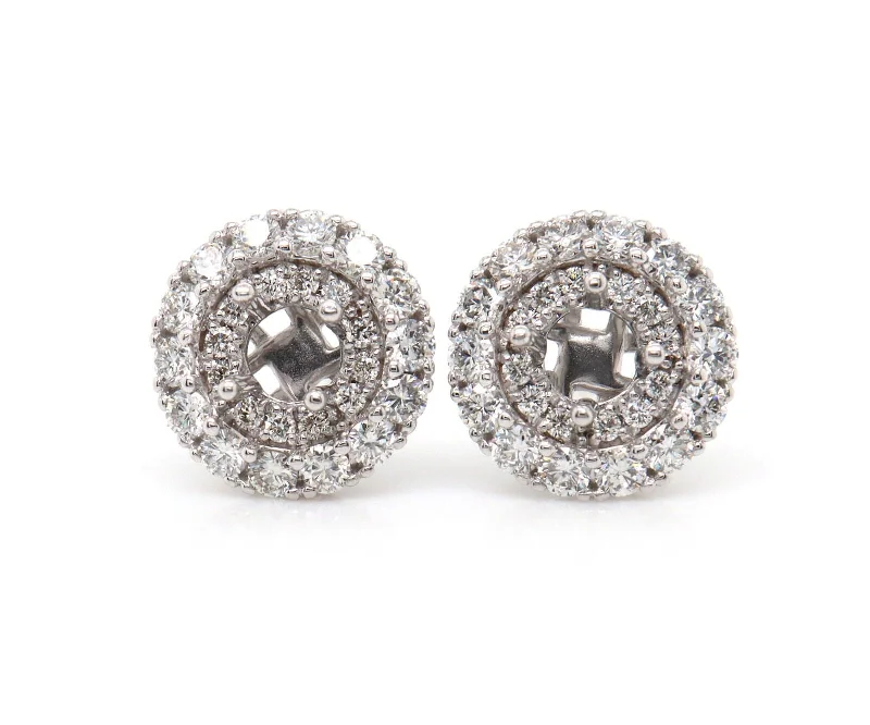 Ladies family glow earrings -New Gabriel & Co. 1.01ctw Diamond Double Halo Semi Mount Stud Earrings in 14K